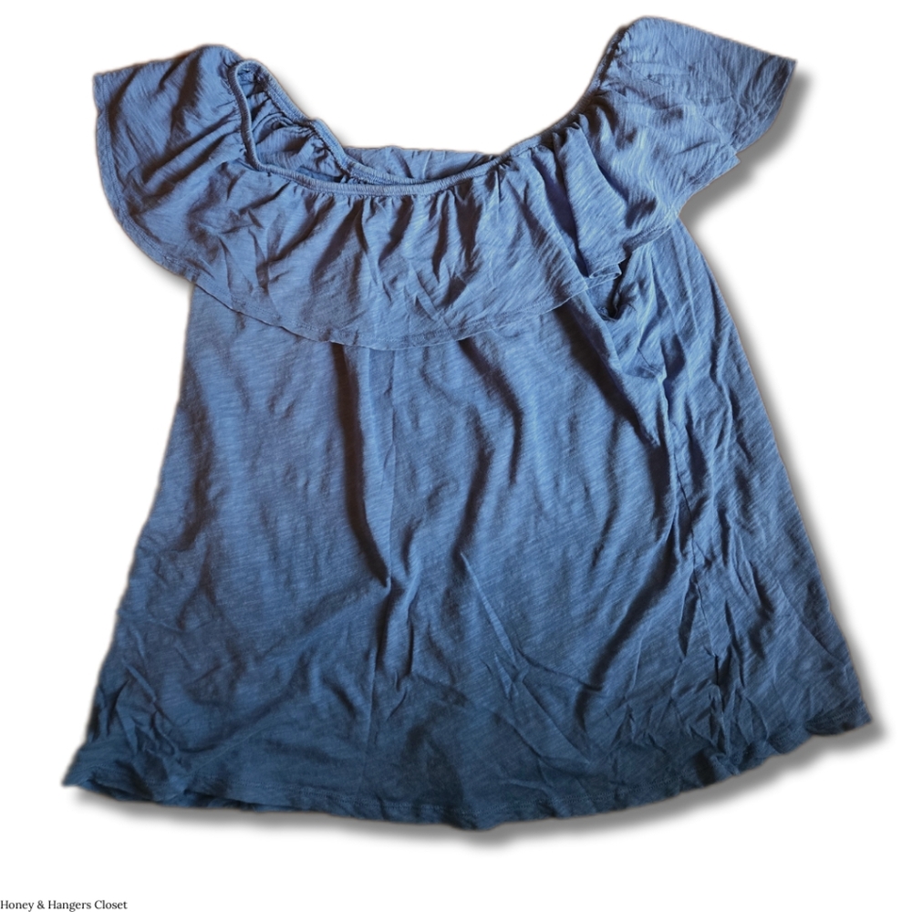 Chic Off The Shoulder Light Blue Blouse | Size - XL